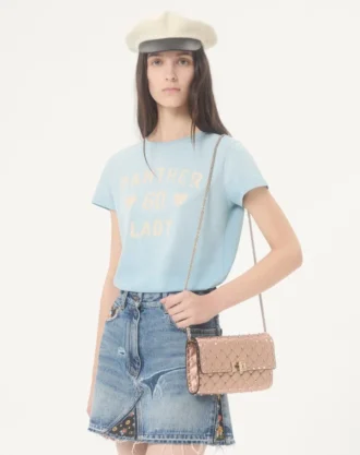 Torba na ramię Valentino Garavani Rockstud Spike z laminowanej skóry nappa