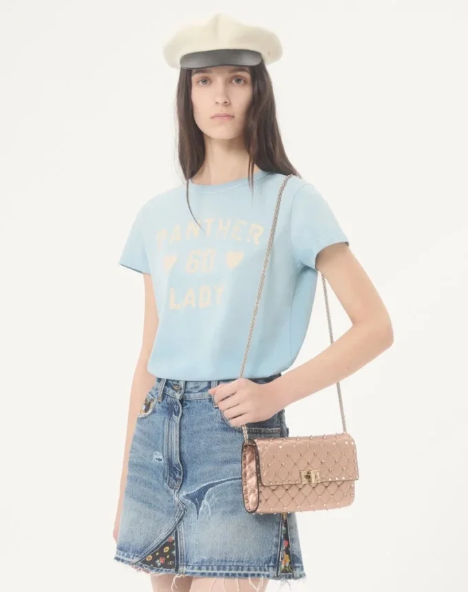 Torba na ramię Valentino Garavani Rockstud Spike z laminowanej skóry nappa Torba na ramię Valentino Garavani Rockstud Spike z laminowanej skóry nappa