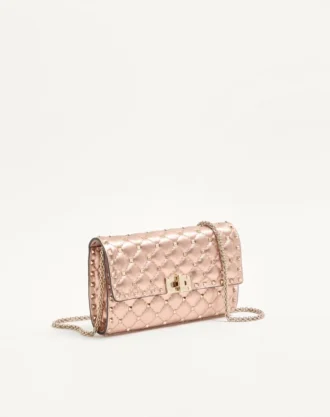 Torba na ramię Valentino Garavani Rockstud Spike z laminowanej skóry nappa