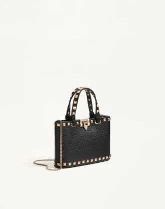 Torba na zakupy Rockstud Mini z ziarnistej skóry cielęcej
