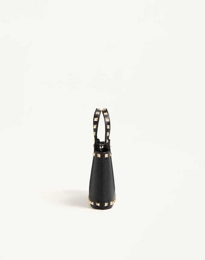 Torba na zakupy Rockstud Mini z ziarnistej skóry cielęcej