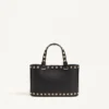 Torba na zakupy Rockstud Mini z ziarnistej skóry cielęcej