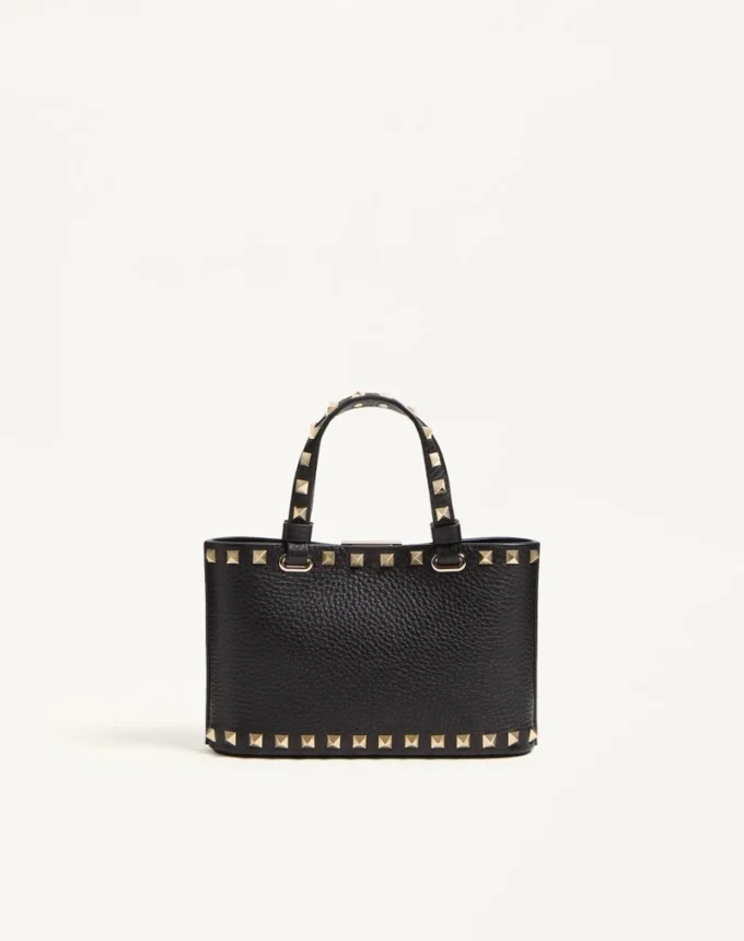 Torba na zakupy Rockstud Mini z ziarnistej skóry cielęcej