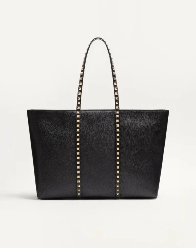 Torba na zakupy Valentino Garavani Rockstud z ziarnistej skóry cielęcej Torba na zakupy Valentino Garavani Rockstud z ziarnistej skóry cielęcej