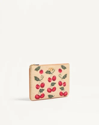 Torba Vlogo Signature z raffii żakardowej z motywem Cherryfic Torba Vlogo Signature z raffii żakardowej z motywem Cherryfic