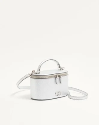 VLogo Signature Mini Vanity Bag z laminowanej ziarnistej skóry cielęcej