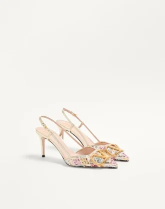VLogo Signature Slingback Décolleté z haftem Rhombelle 80 mm VLogo Signature Slingback Décolleté z haftem Rhombelle 80 mm