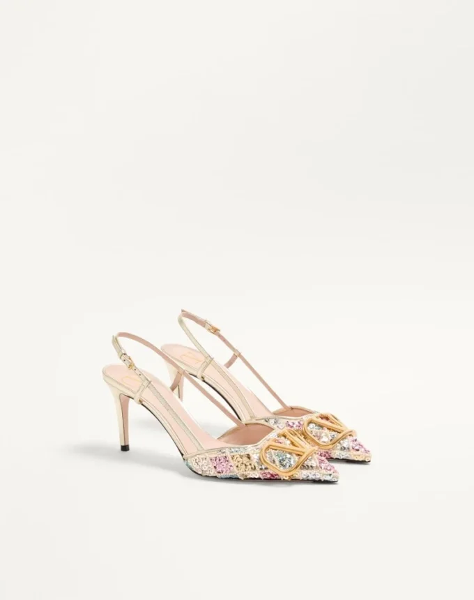 VLogo Signature Slingback Décolleté z haftem Rhombelle 80 mm VLogo Signature Slingback Décolleté z haftem Rhombelle 80 mm