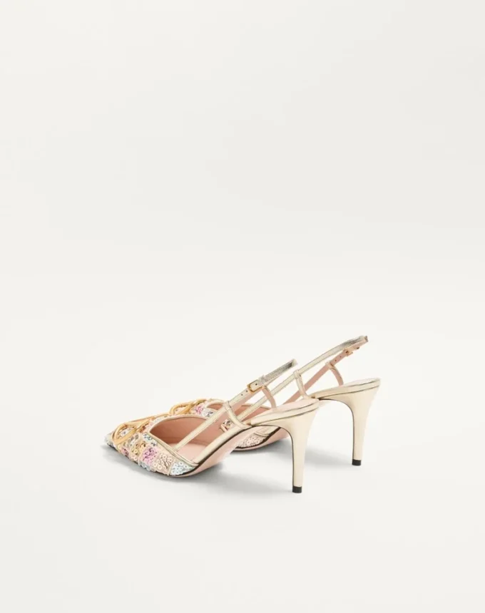 VLogo Signature Slingback Décolleté z haftem Rhombelle 80 mm VLogo Signature Slingback Décolleté z haftem Rhombelle 80 mm