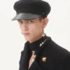 Wełniana czapka VLogo Signature z skórzanym daszkiem Wełniana czapka VLogo Signature z skórzanym daszkiem