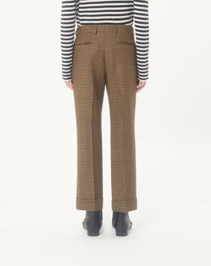 Wełniane spodnie Valentino w kratę Glen Plaid z podwiniętymi nogawkami Wełniane spodnie Valentino w kratę Glen Plaid z podwiniętymi nogawkami