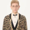 Wełniany kardigan Valentino z żakardowym wzorem Fauve Eclat Animal Print Wełniany kardigan Valentino z żakardowym wzorem Fauve Eclat Animal Print