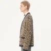 Wełniany kardigan Valentino z żakardowym wzorem Fauve Eclat Animal Print Wełniany kardigan Valentino z żakardowym wzorem Fauve Eclat Animal Print