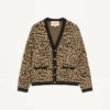 Wełniany kardigan Valentino z żakardowym wzorem Fauve Eclat Animal Print Wełniany kardigan Valentino z żakardowym wzorem Fauve Eclat Animal Print