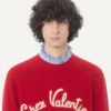 Wełniany sweter Valentino z haftem Chez Valentino i panterą Wełniany sweter Valentino z haftem Chez Valentino i panterą