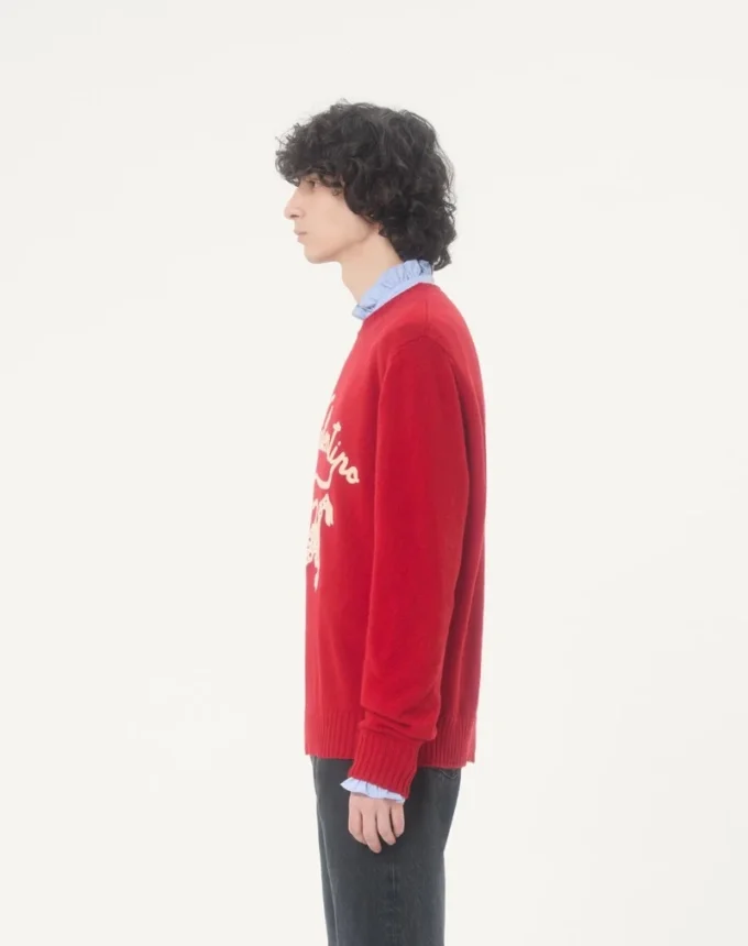 Wełniany sweter Valentino z haftem Chez Valentino i panterą Wełniany sweter Valentino z haftem Chez Valentino i panterą