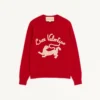 Wełniany sweter Valentino z haftem Chez Valentino i panterą Wełniany sweter Valentino z haftem Chez Valentino i panterą