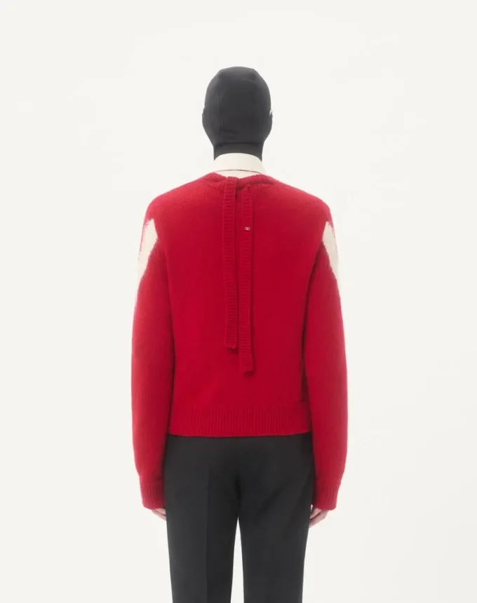 Wełniany sweter Valentino z kokardką VLogo z tyłu Wełniany sweter Valentino z kokardką VLogo z tyłu