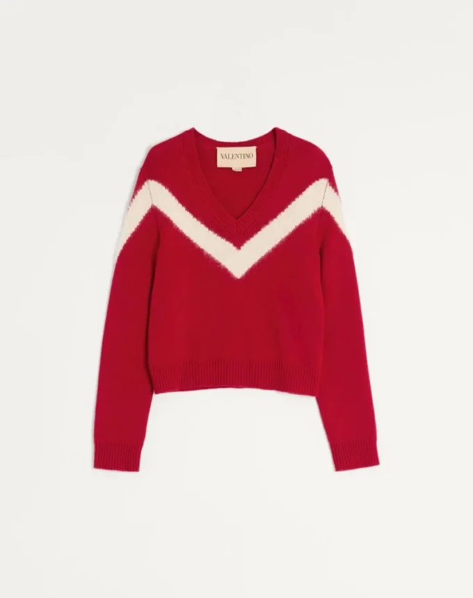 Wełniany sweter Valentino z kokardką VLogo z tyłu Wełniany sweter Valentino z kokardką VLogo z tyłu