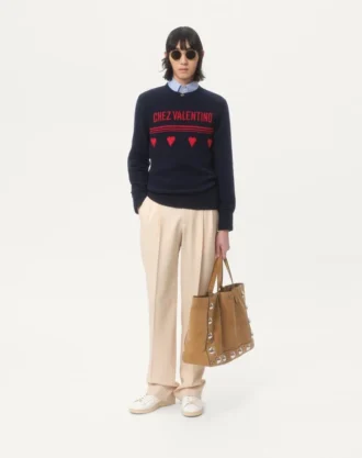 Wełniany sweter z motywem żakardowym Chez Valentino Wełniany sweter z motywem żakardowym Chez Valentino