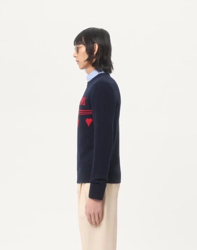 Wełniany sweter z motywem żakardowym Chez Valentino Wełniany sweter z motywem żakardowym Chez Valentino
