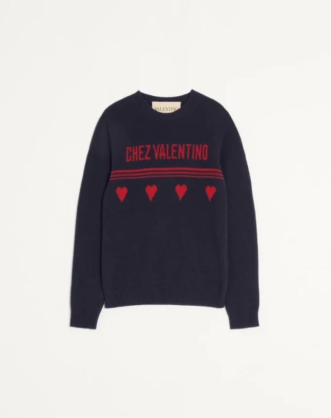Wełniany sweter z motywem żakardowym Chez Valentino Wełniany sweter z motywem żakardowym Chez Valentino