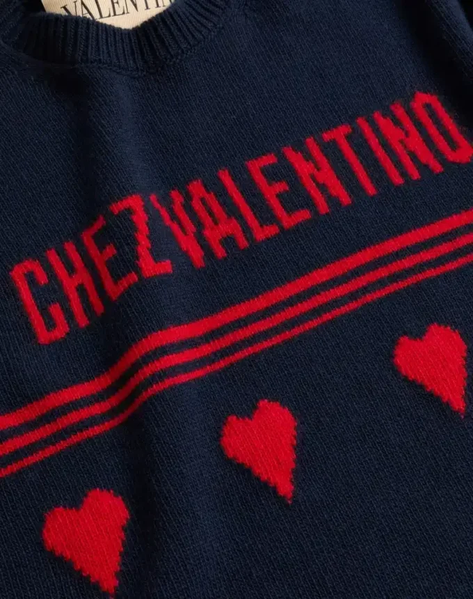 Wełniany sweter z motywem żakardowym Chez Valentino Wełniany sweter z motywem żakardowym Chez Valentino