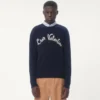 Wełniany sweter z okrągłym dekoltem i haftem Chez Valentino Wełniany sweter z okrągłym dekoltem i haftem Chez Valentino